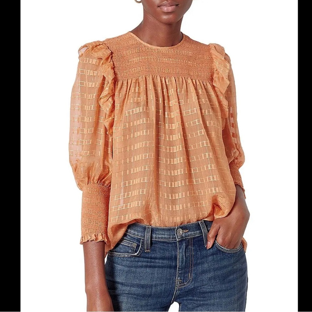 Joie Jamila Lurex Smocked Panel Top